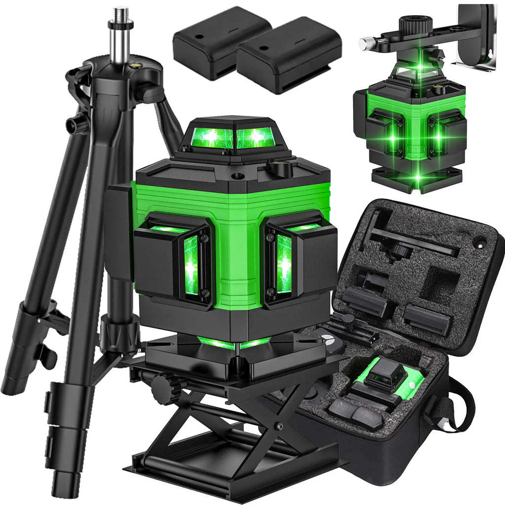 Niveau laser 4D à 16 lignes – Vert, auto-nivelant, 360° horizontal & vertical