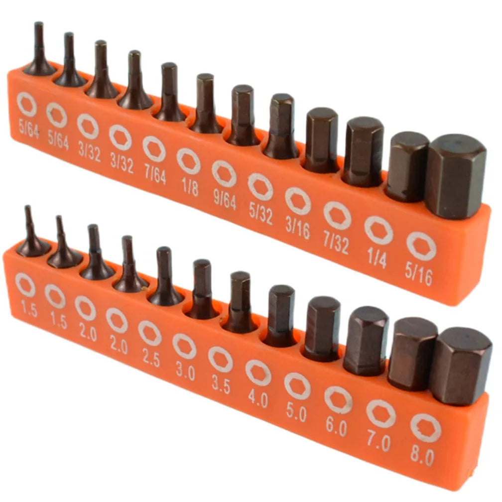 Jeu de 12 ou 24 embouts de tournevis hexagonaux – 25 mm, acier allié, magnétique