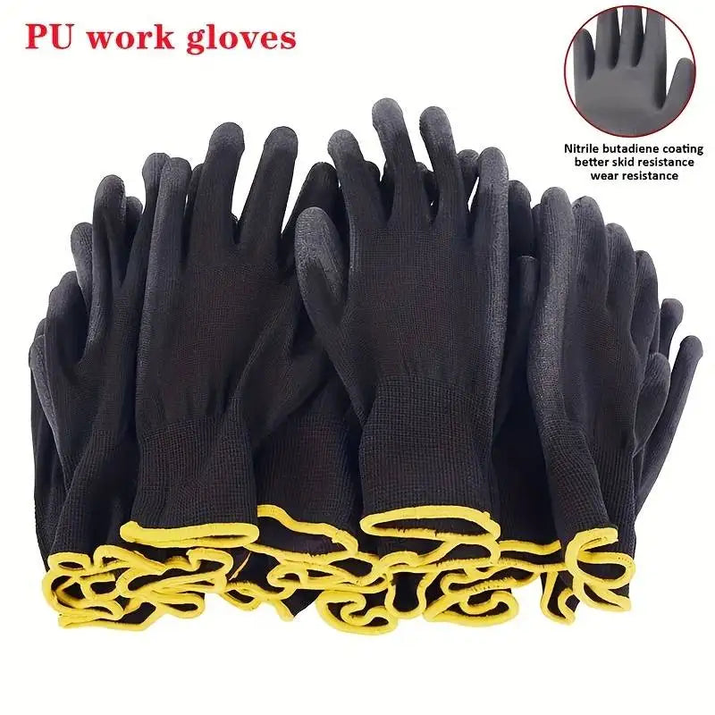 Lot de 12 paires de gants de travail – Antidérapants, résistants à l’usure, antistatiques